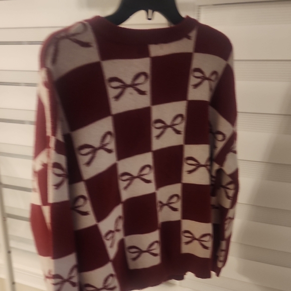 Sincerely Jules Red Bow Checkered Cardigan Size XS - Picture 3 of 4